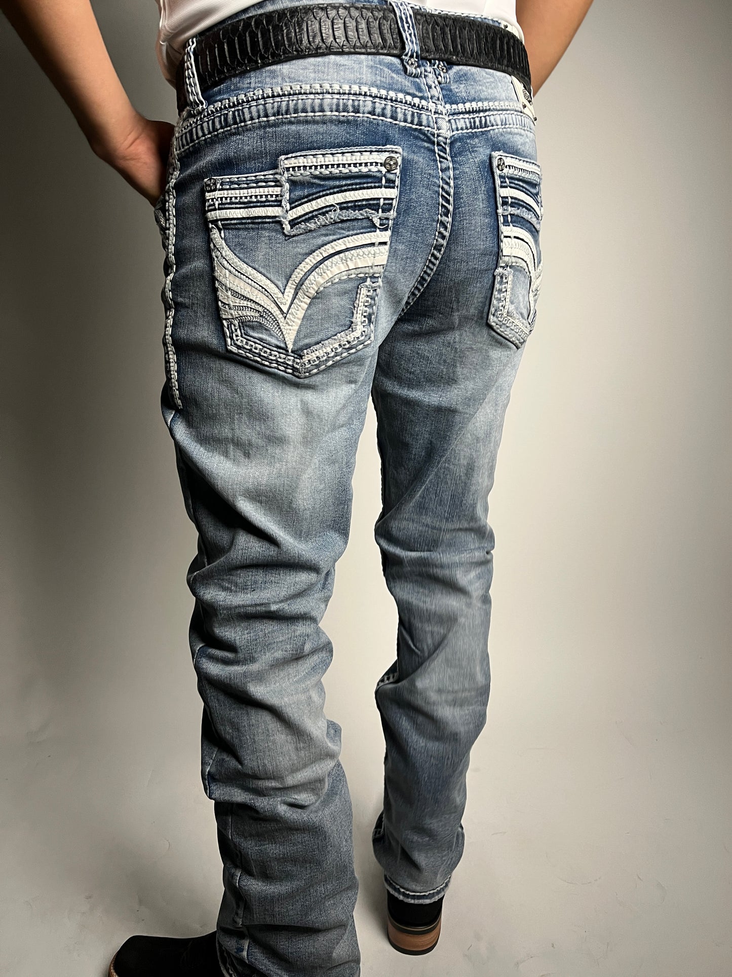 Men's Western Embroidered Straight Jeans - Answer Me