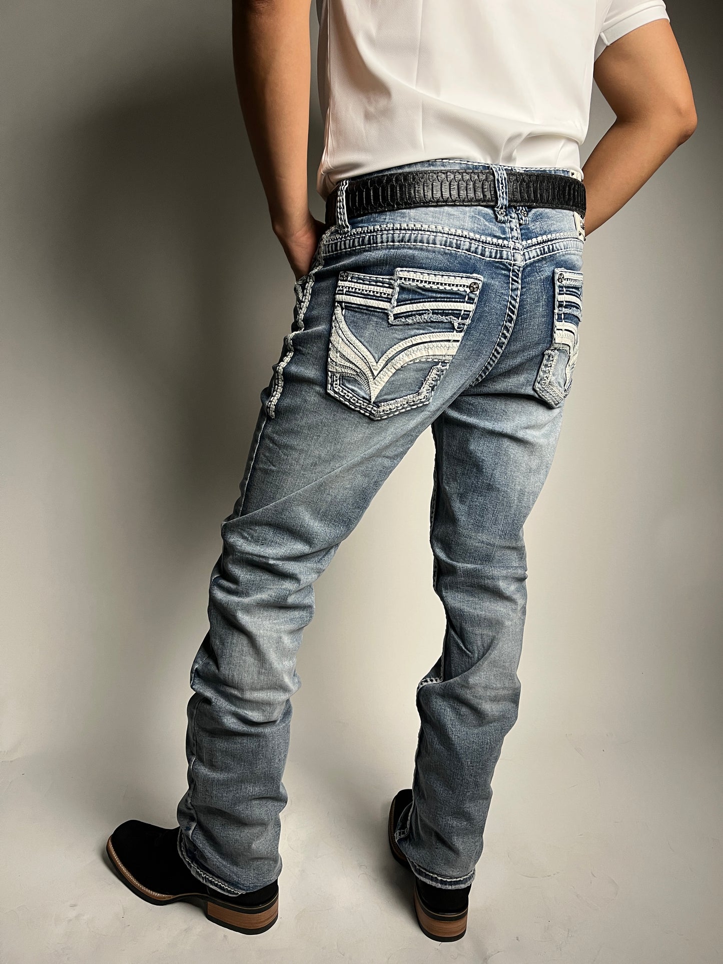 Men's Western Embroidered Straight Jeans - Answer Me