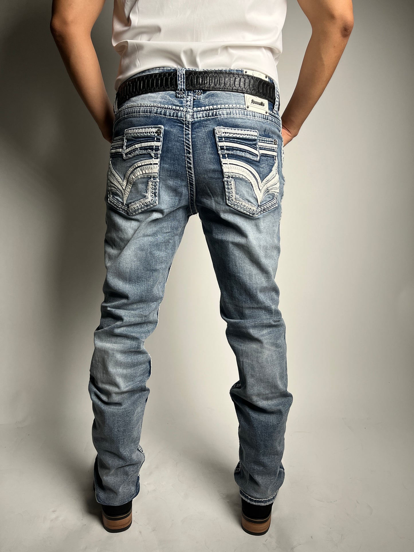 Men's Western Embroidered Straight Jeans - Answer Me
