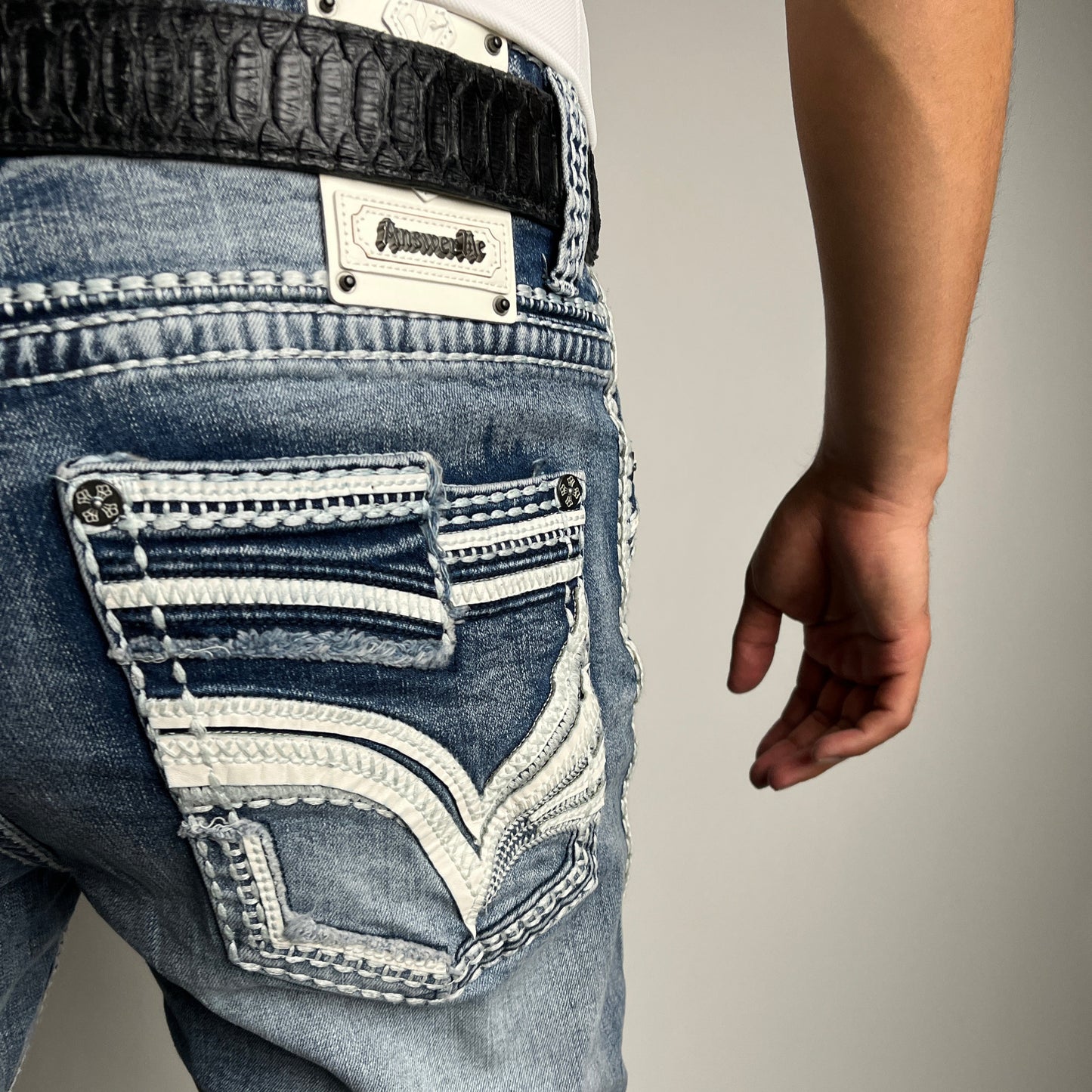 Men's Western Embroidered Straight Jeans - Answer Me