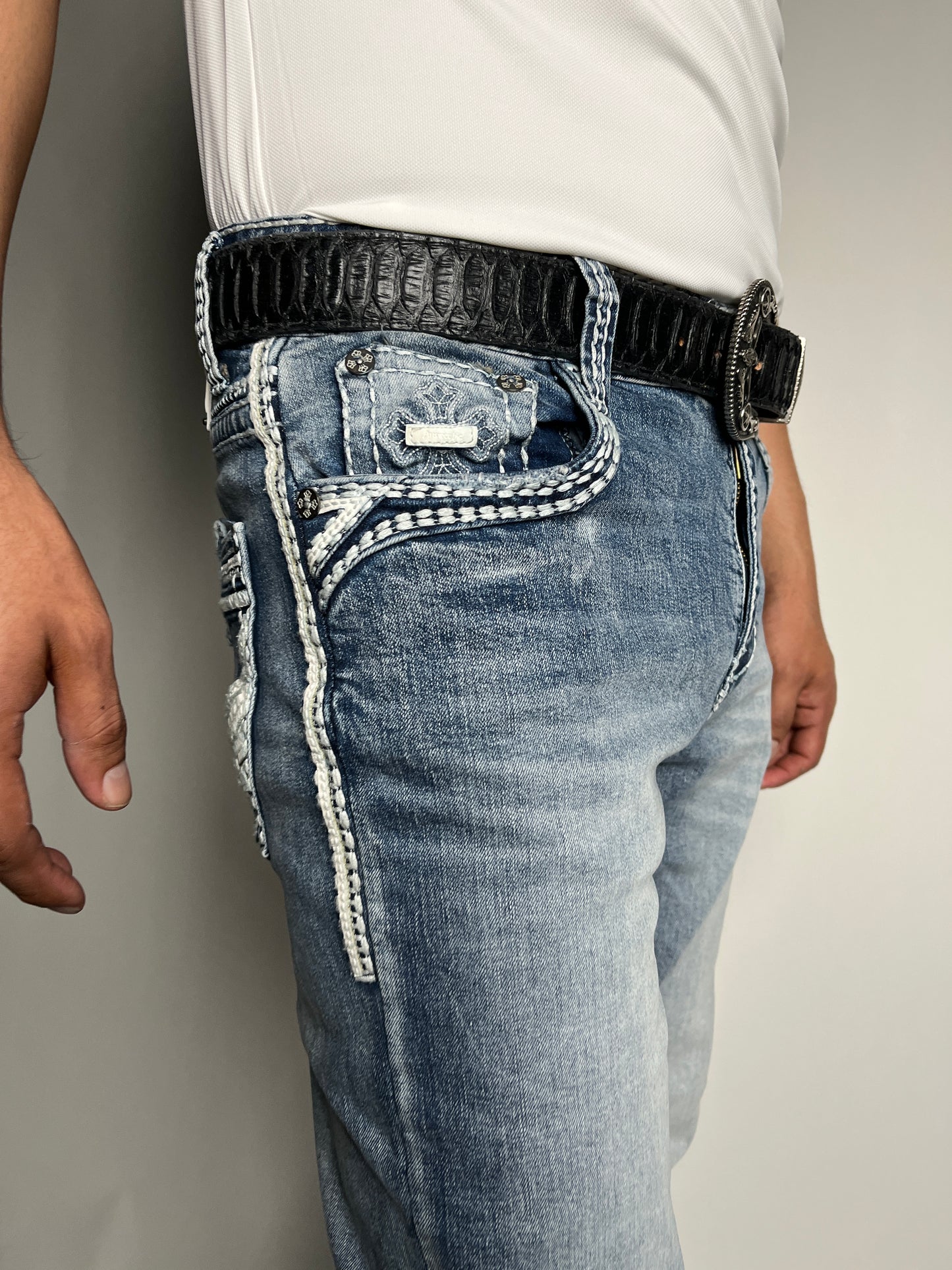 Men's Western Embroidered Straight Jeans - Answer Me