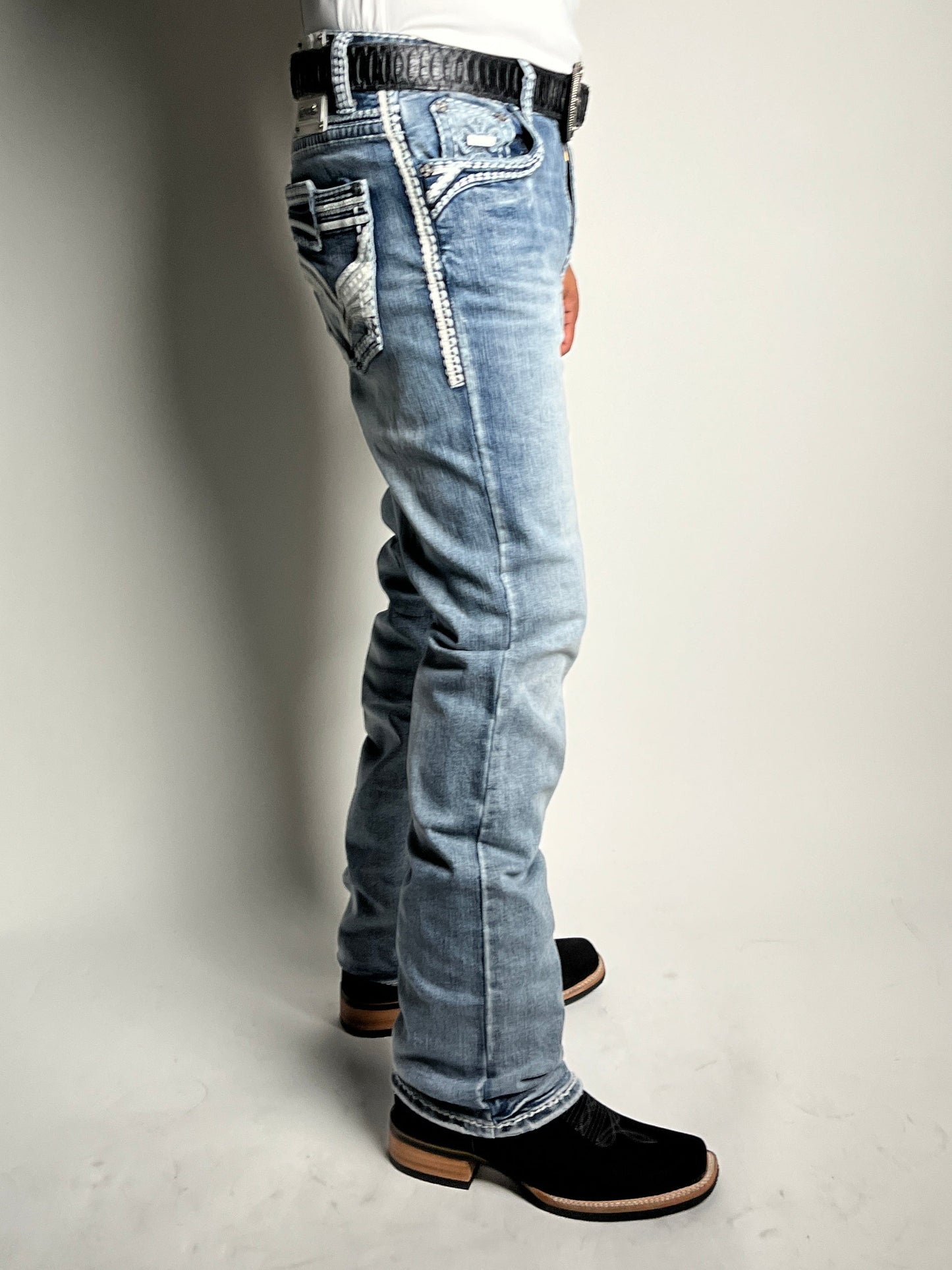 Men's Western Embroidered Straight Jeans - Answer Me