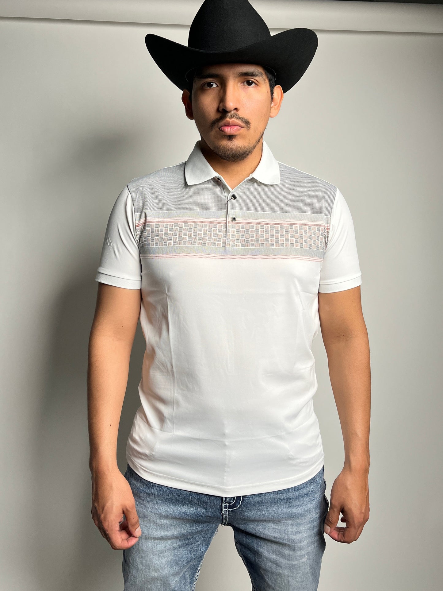 Men's White Western Polo Shirt - Pavini