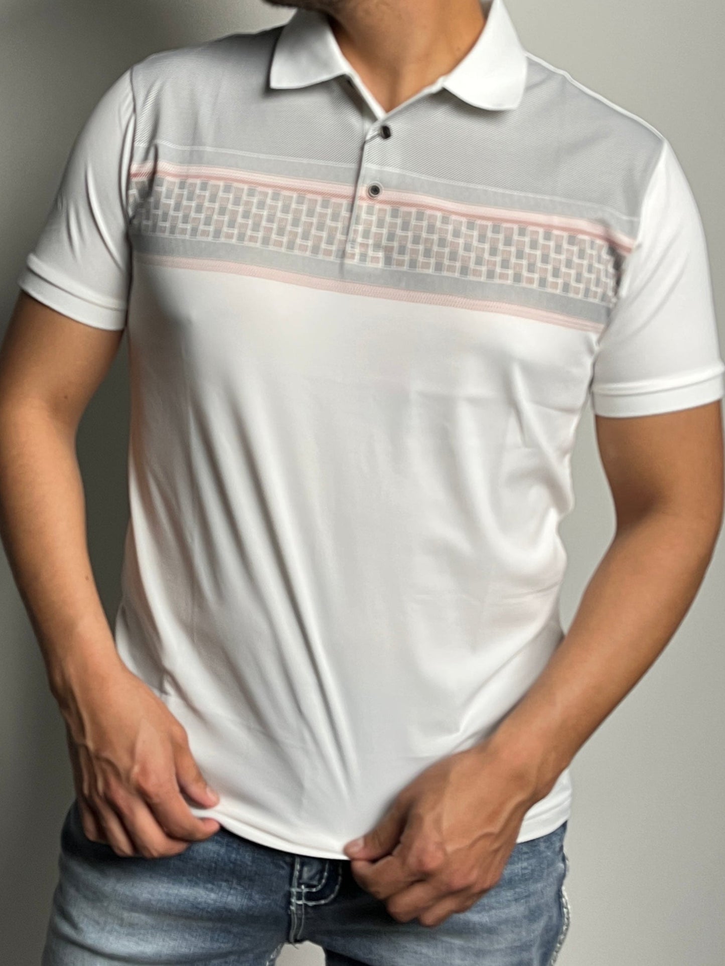 Men's White Western Polo Shirt - Pavini