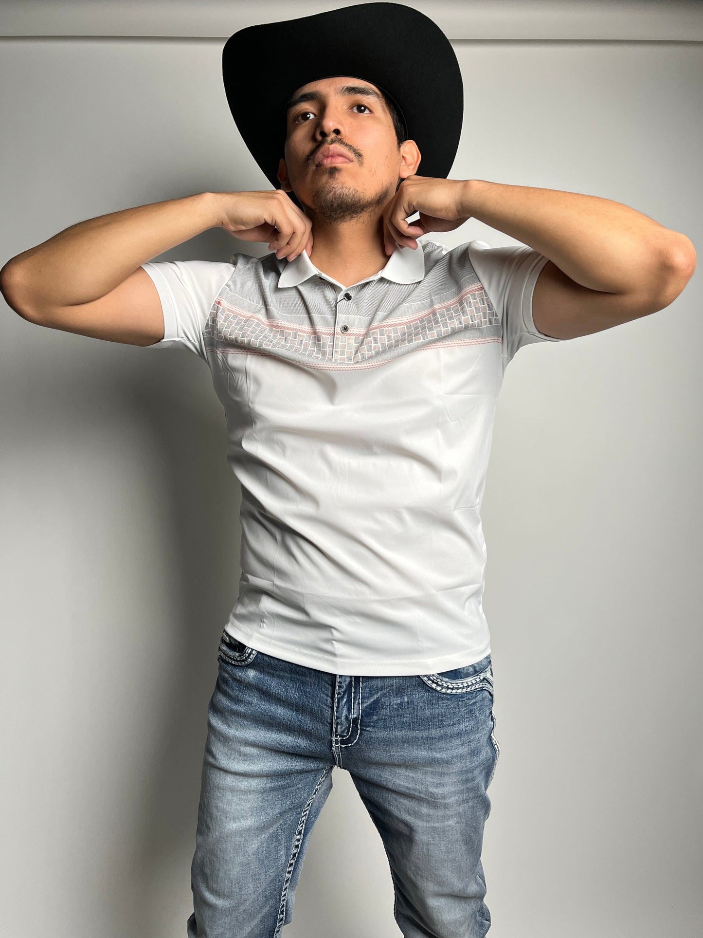 Men's White Western Polo Shirt - Pavini