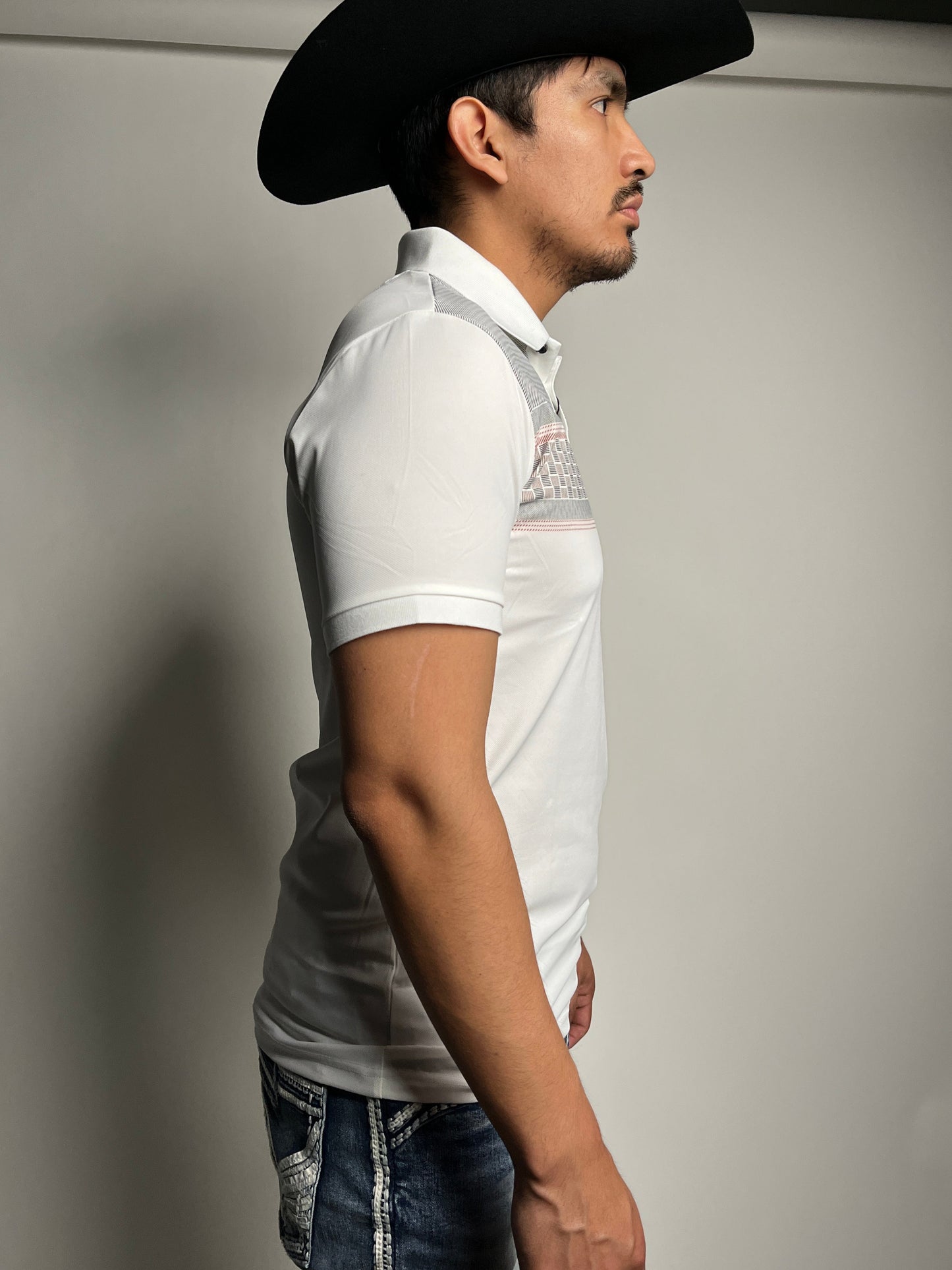 Men's White Western Polo Shirt - Pavini
