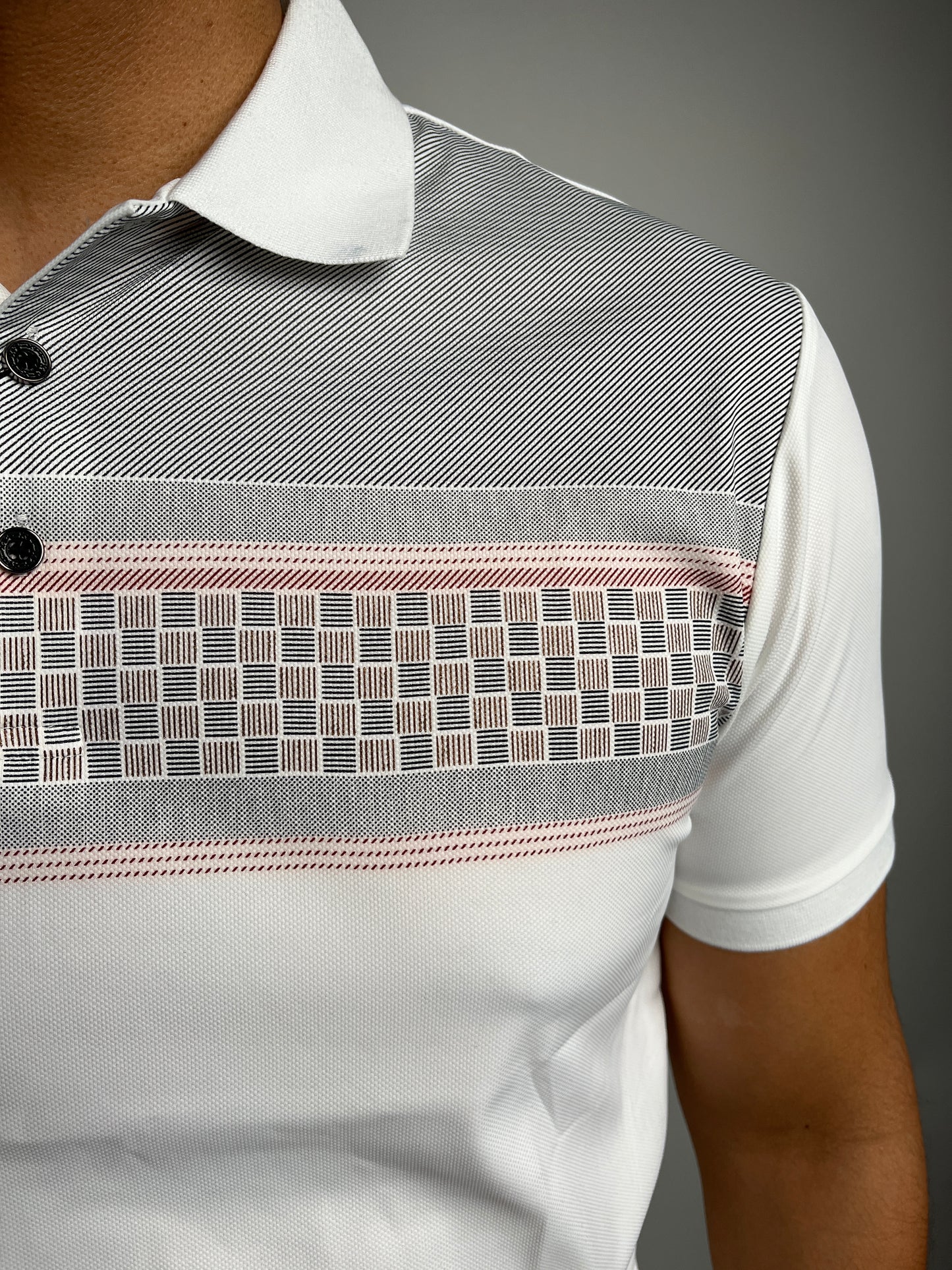 Men's White Western Polo Shirt - Pavini