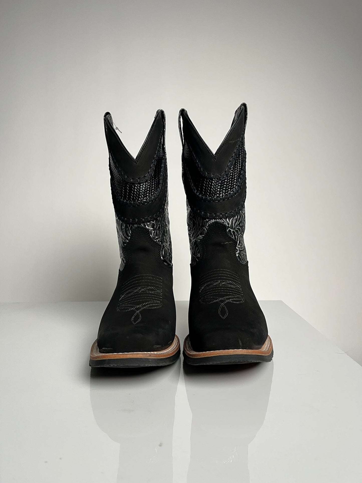 Men's Black Western Rodeo Boot - White Diamond