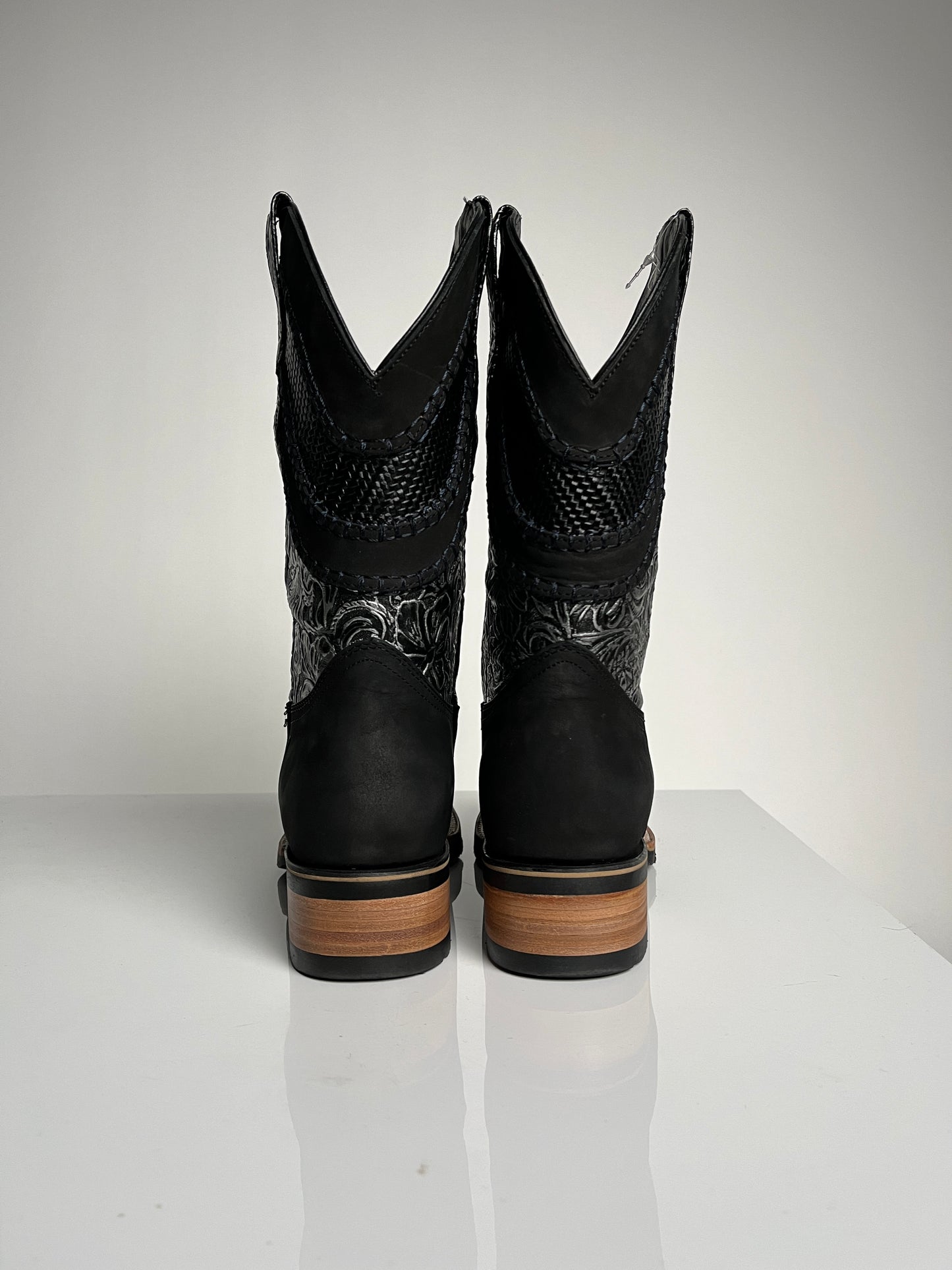 Men's Black Western Rodeo Boot - White Diamond