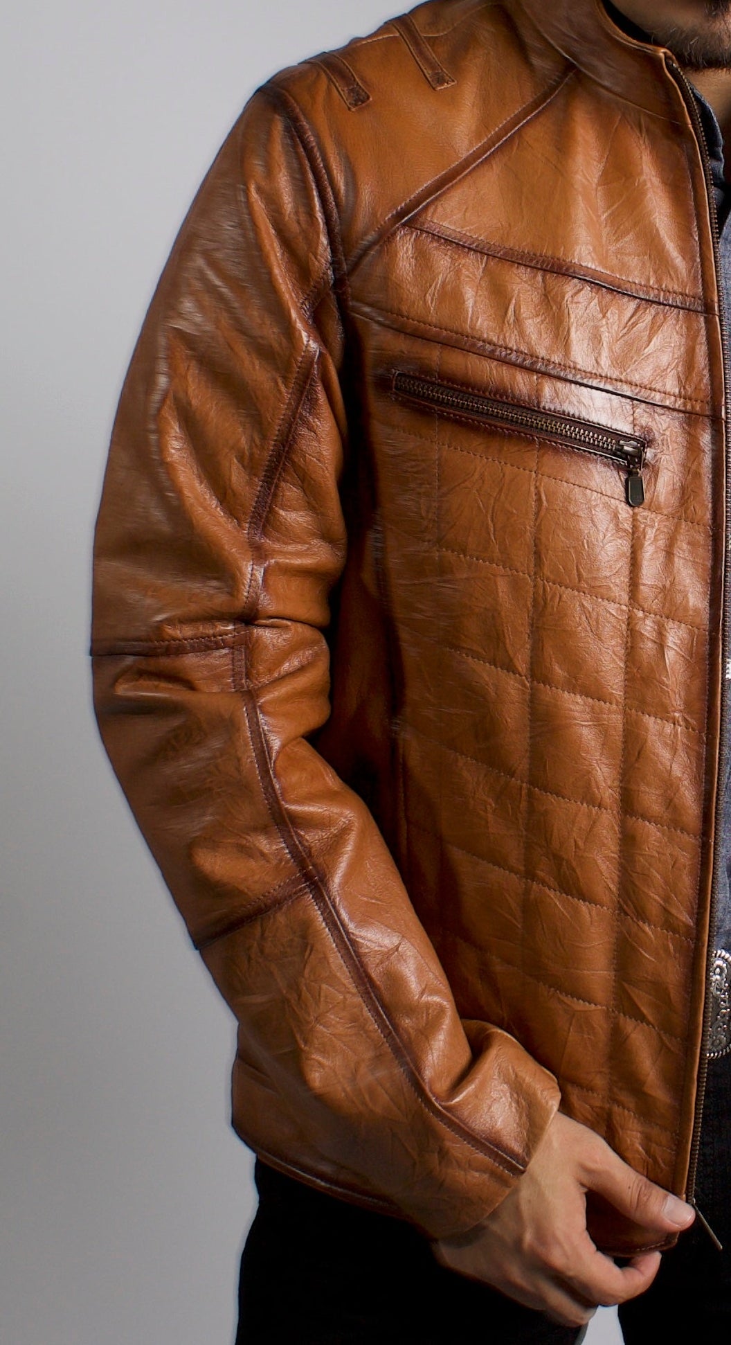 Men's Honey Brown Fine Leather Cowboy Jacket – White Diamonds Boots