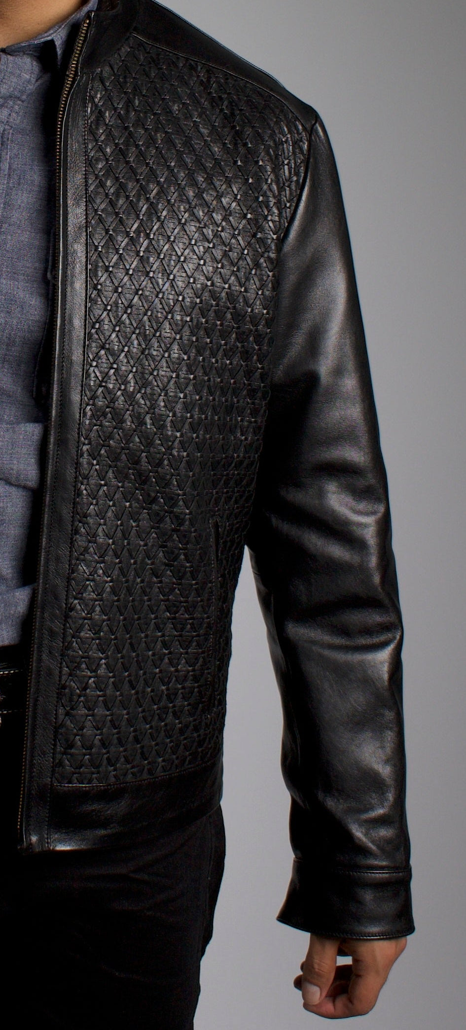 Men's Black Fine Leather Braided Cowboy Jacket – White Diamonds Boots
