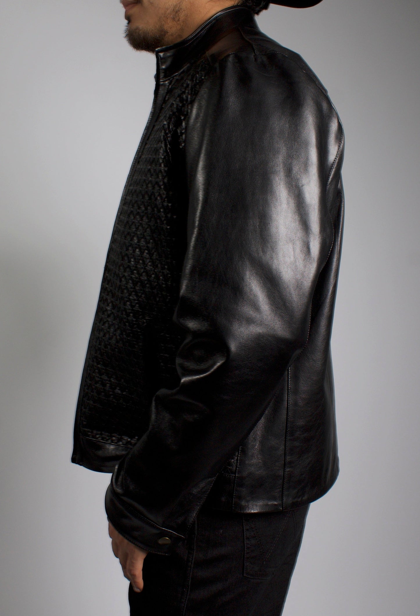 Men's Black Fine Leather Braided Cowboy Jacket – White Diamonds Boots