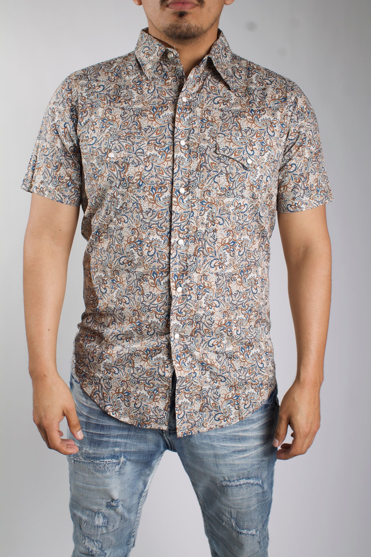 Men's Allover Print Snap Short Sleeve Shirt - Roper