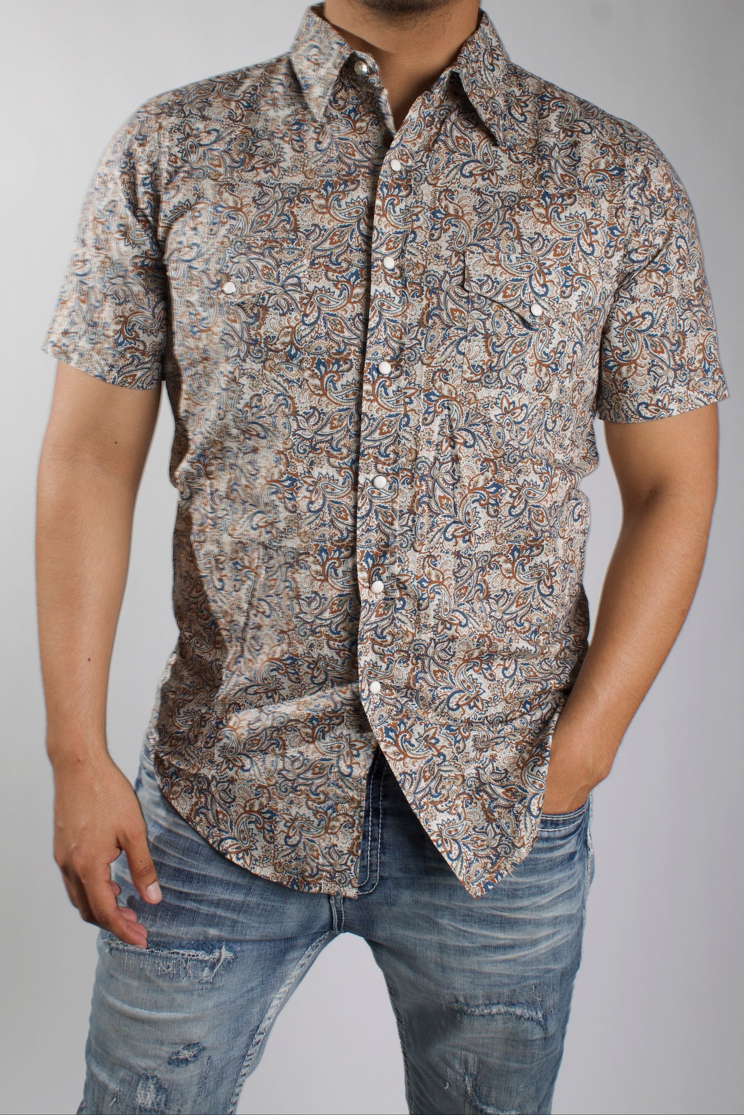 Men's Allover Print Snap Short Sleeve Shirt - Roper