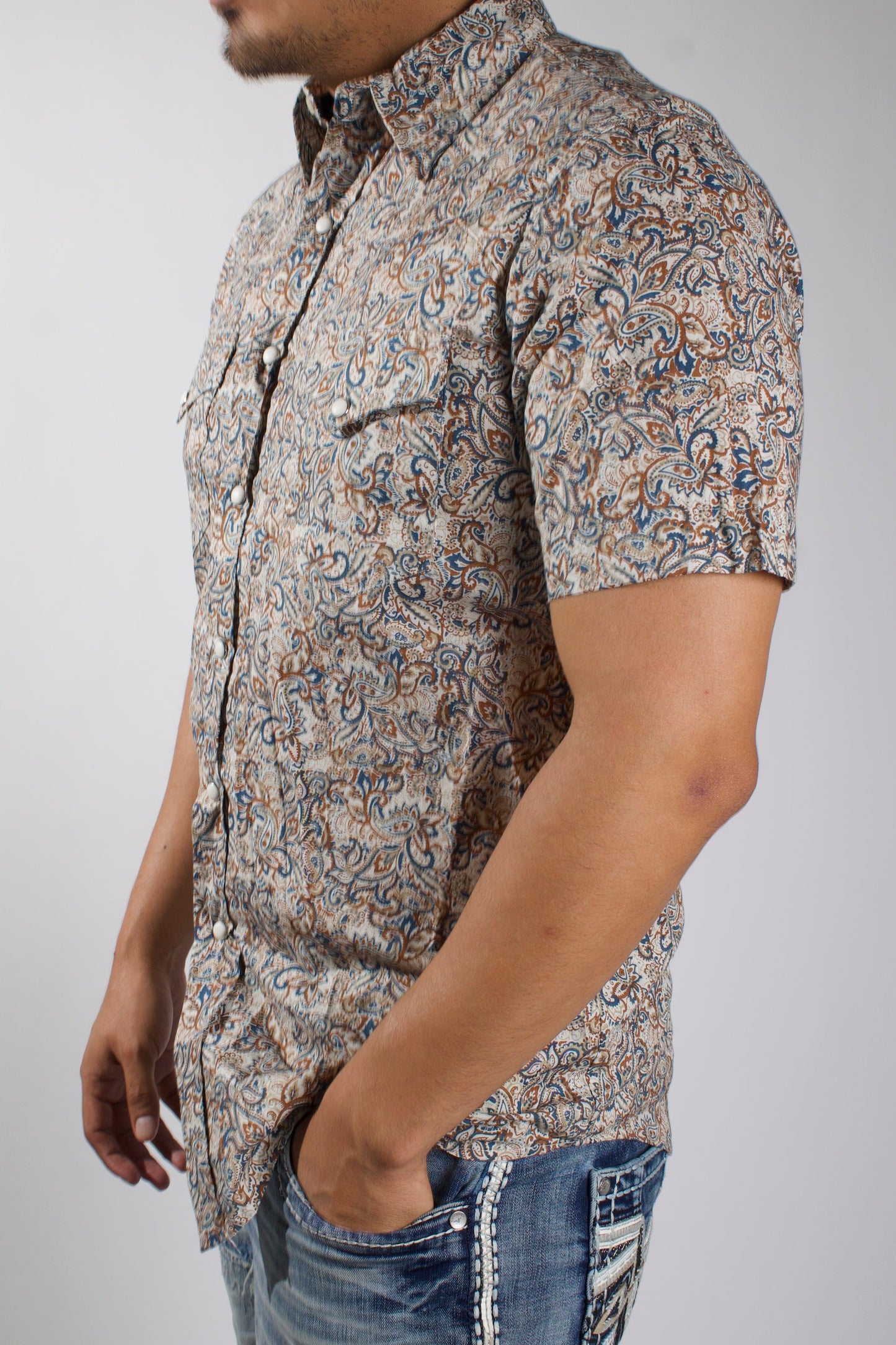 Men's Allover Print Snap Short Sleeve Shirt - Roper