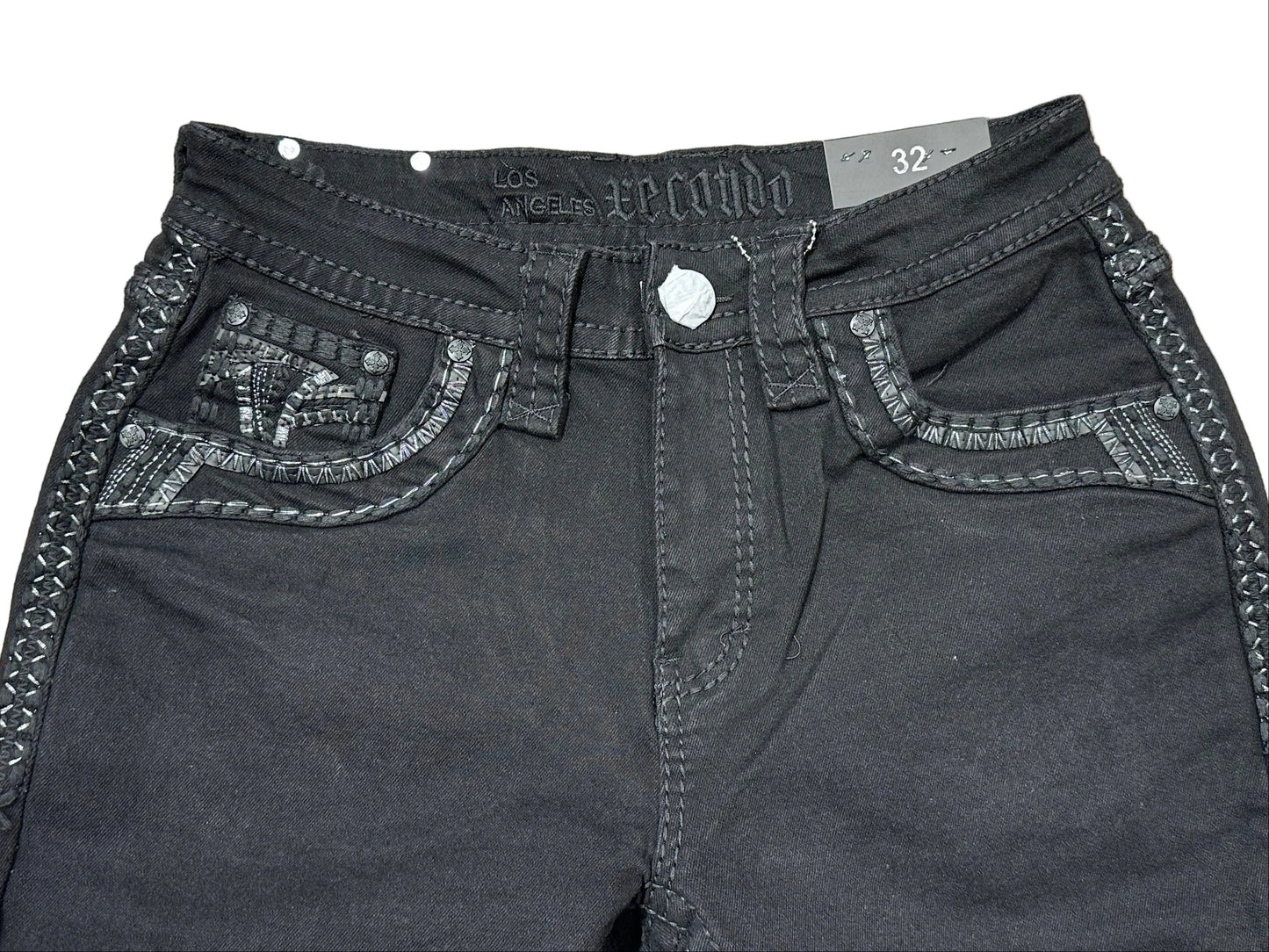 Xecondo for Men Black Embroidered Jeans