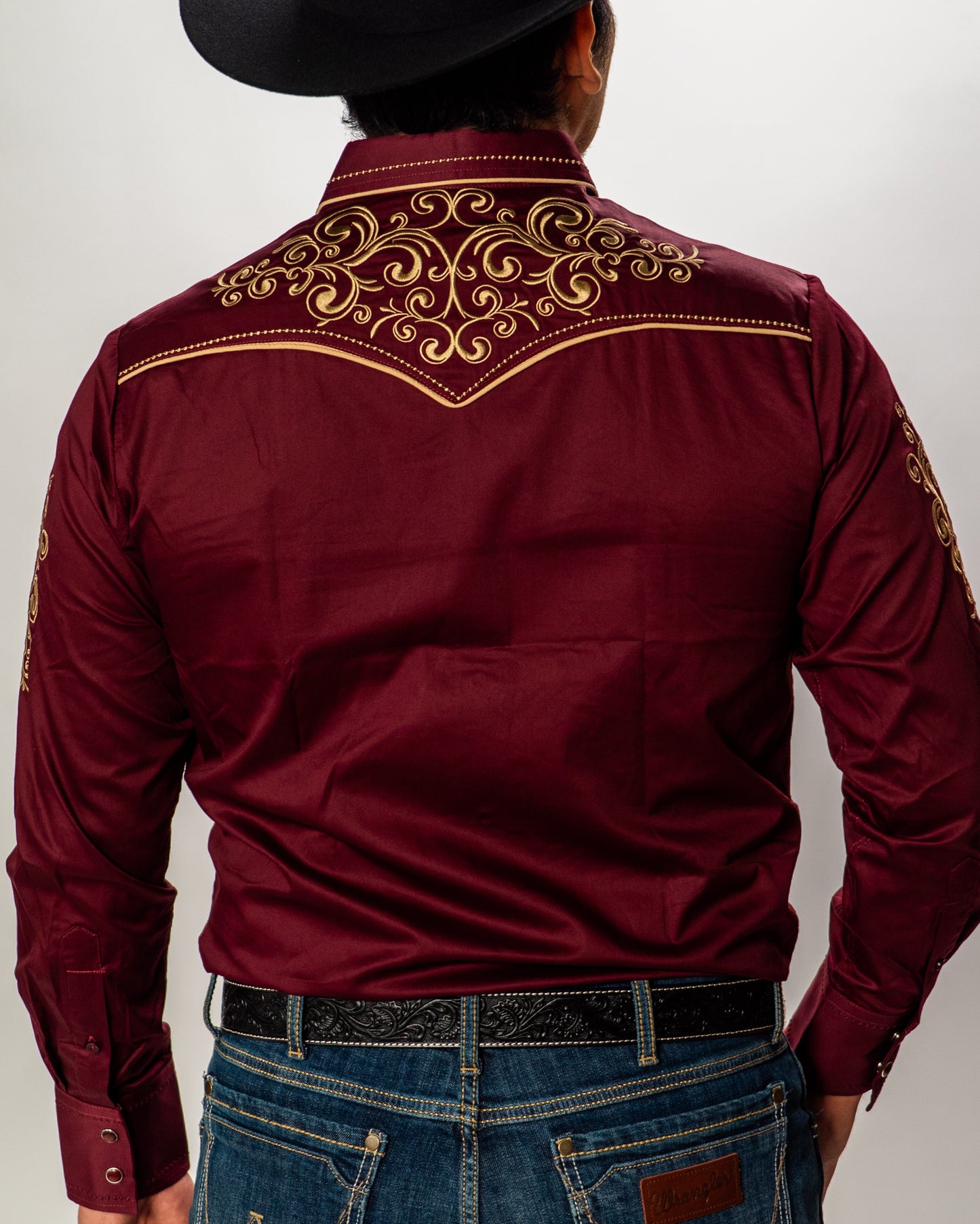 Men's Embroidered Snap Button Western Long Sleeve Shirt - Pavini