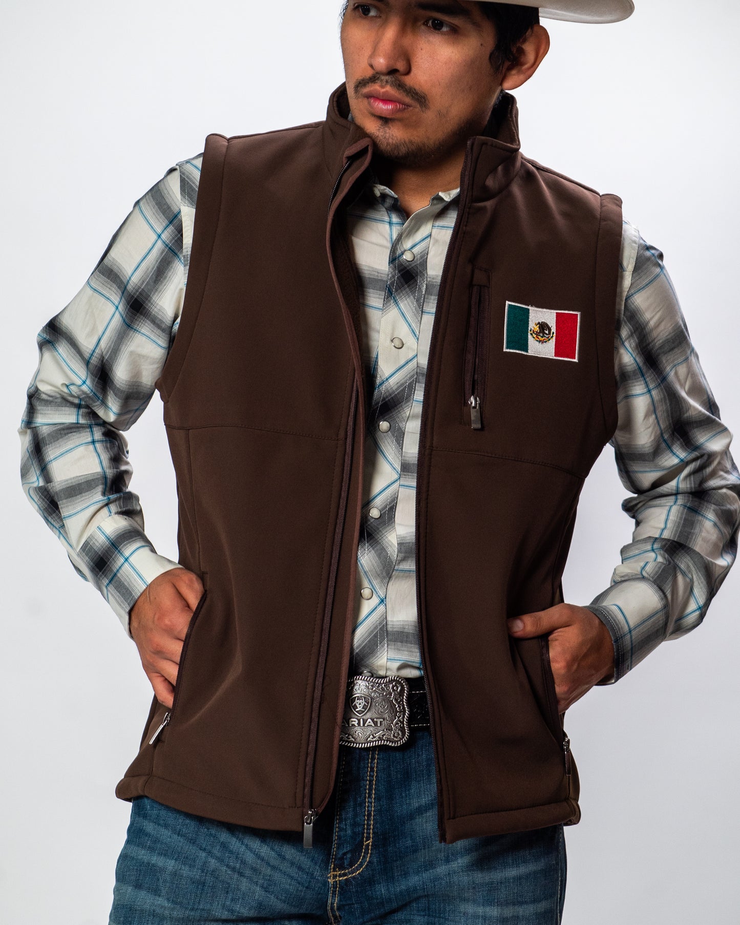 American West Men's Mexico Bonded Fleece Vest