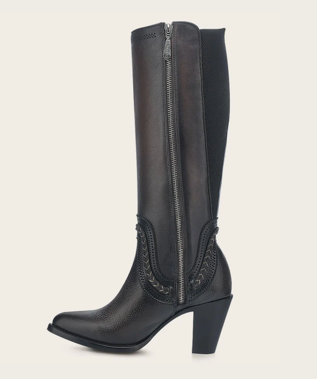 Cuadra Women's Elegant Round Toe Knee-High Boot with Elastic Back Panel