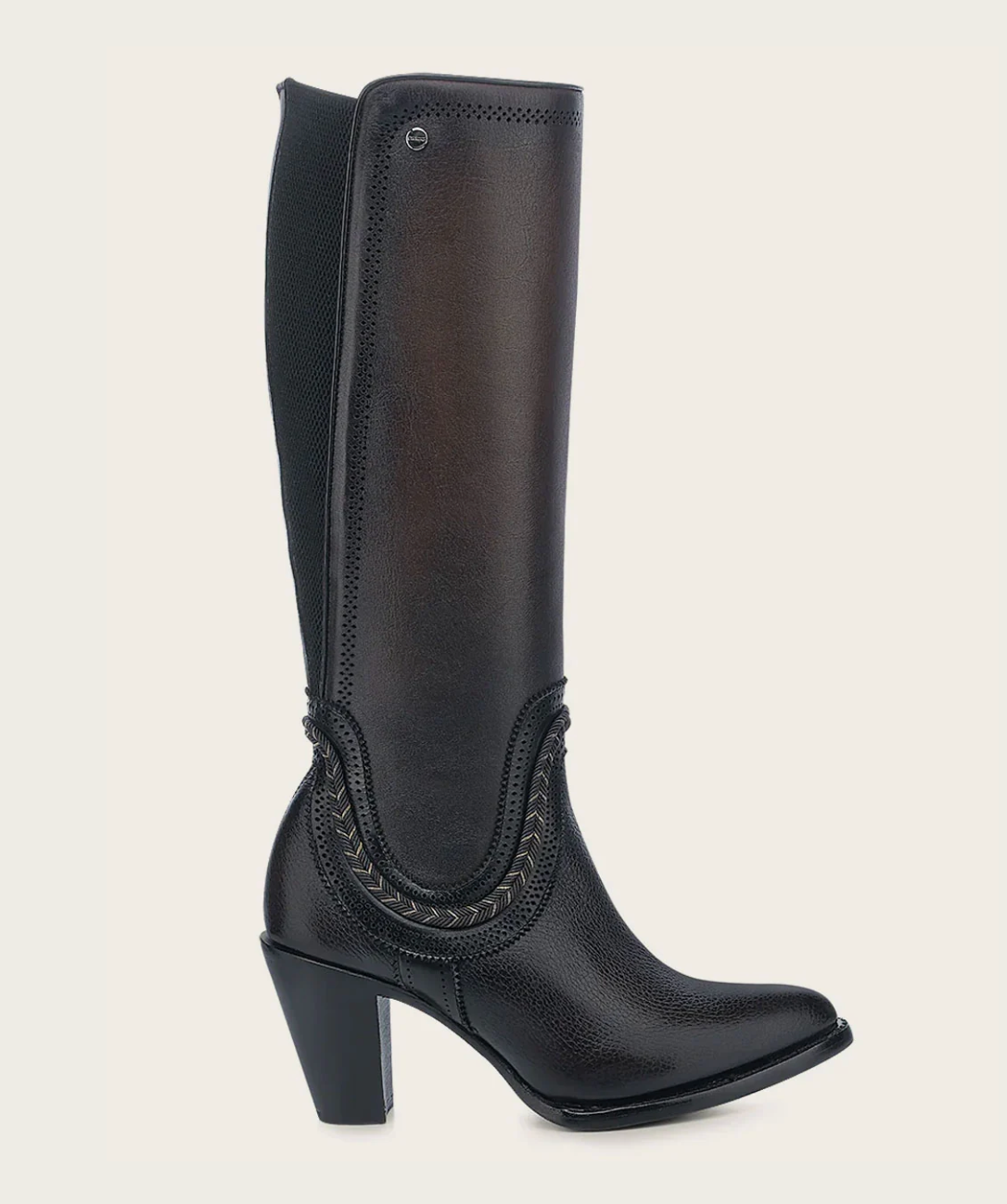 Cuadra Women's Elegant Round Toe Knee-High Boot with Elastic Back Panel