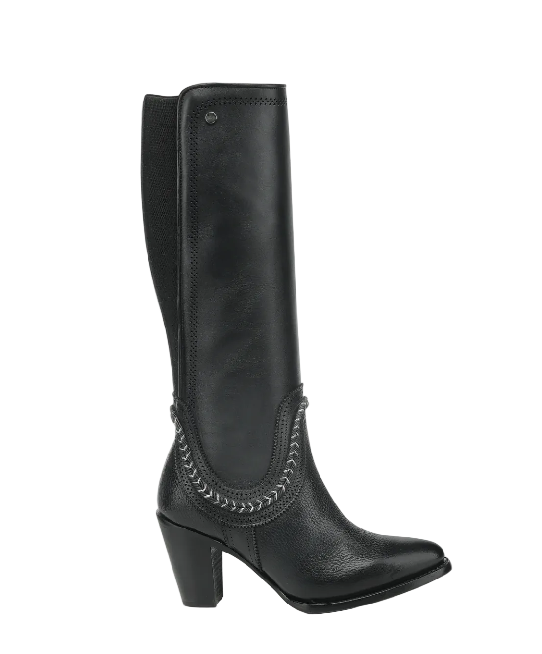 Cuadra Women's Elegant Round Toe Knee-High Boot with Elastic Back Panel