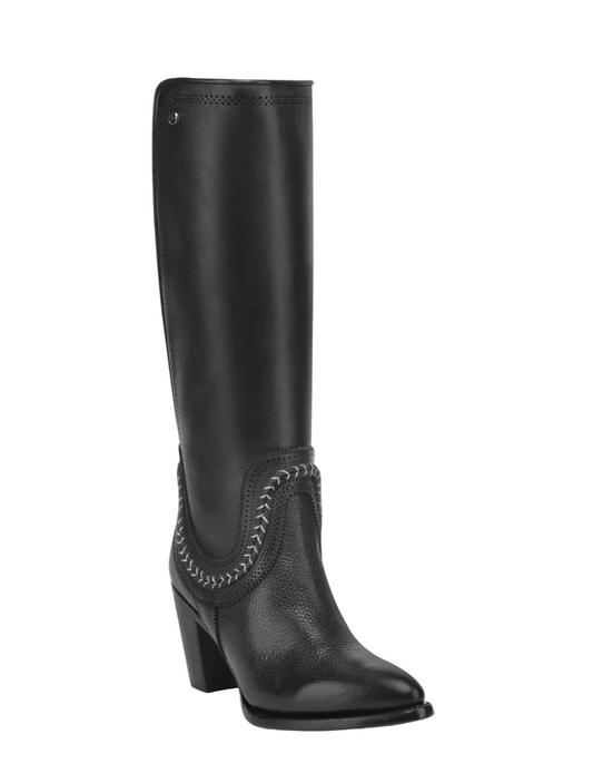 Cuadra Women's Elegant Round Toe Knee-High Boot with Elastic Back Panel