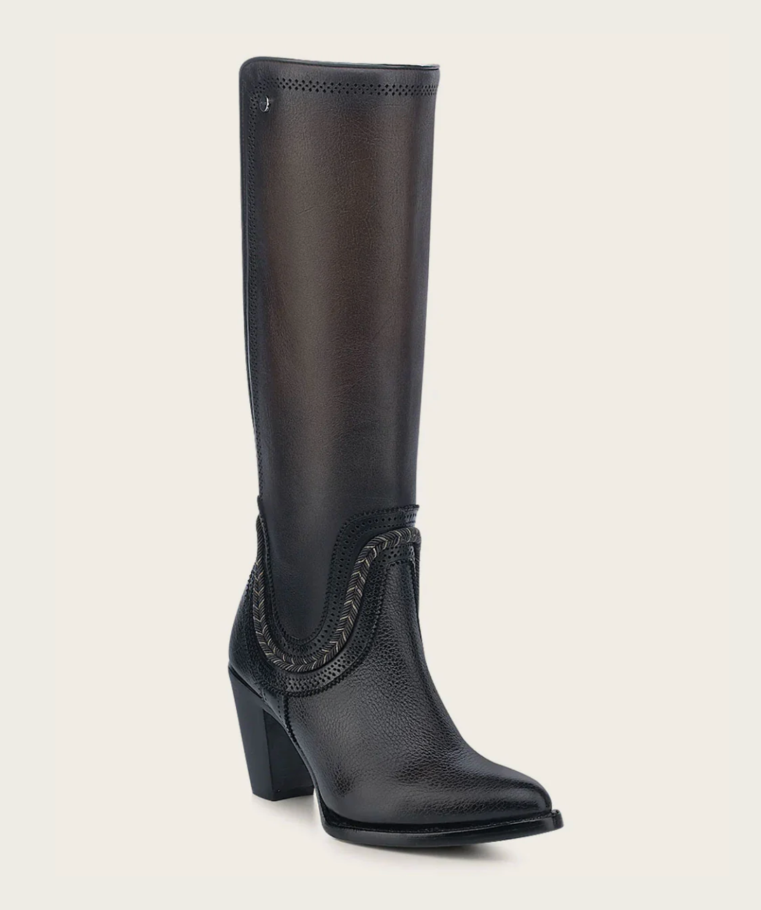 Cuadra Women's Elegant Round Toe Knee-High Boot with Elastic Back Panel