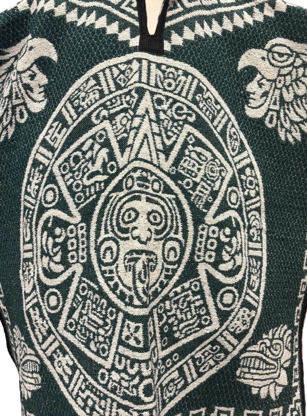 Traditional Hooded Poncho for Adults - Aztec Calendar design