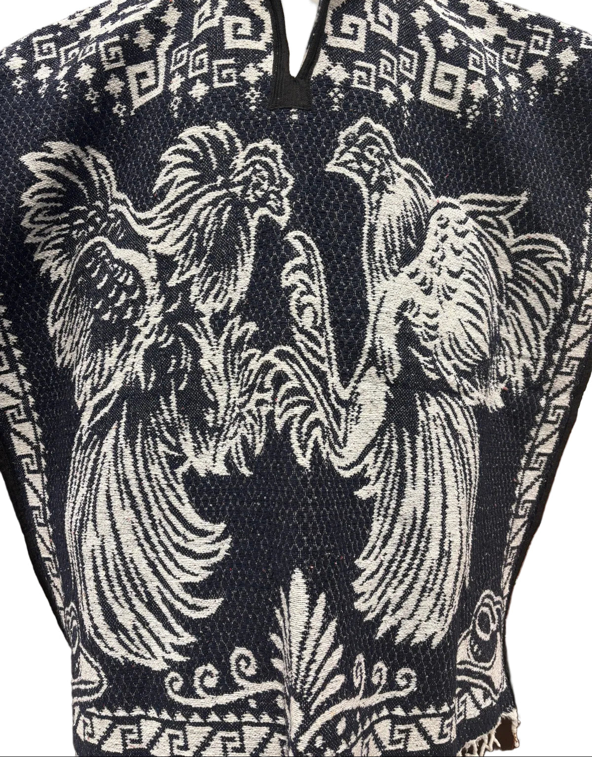 Traditional Hooded Poncho for Adults - Rooster design