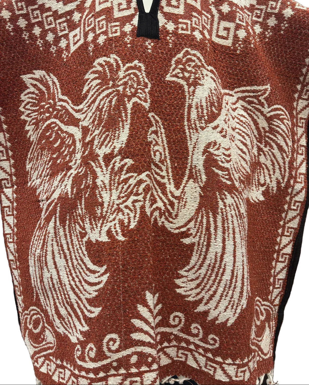 Traditional Hooded Poncho for Adults - Rooster design