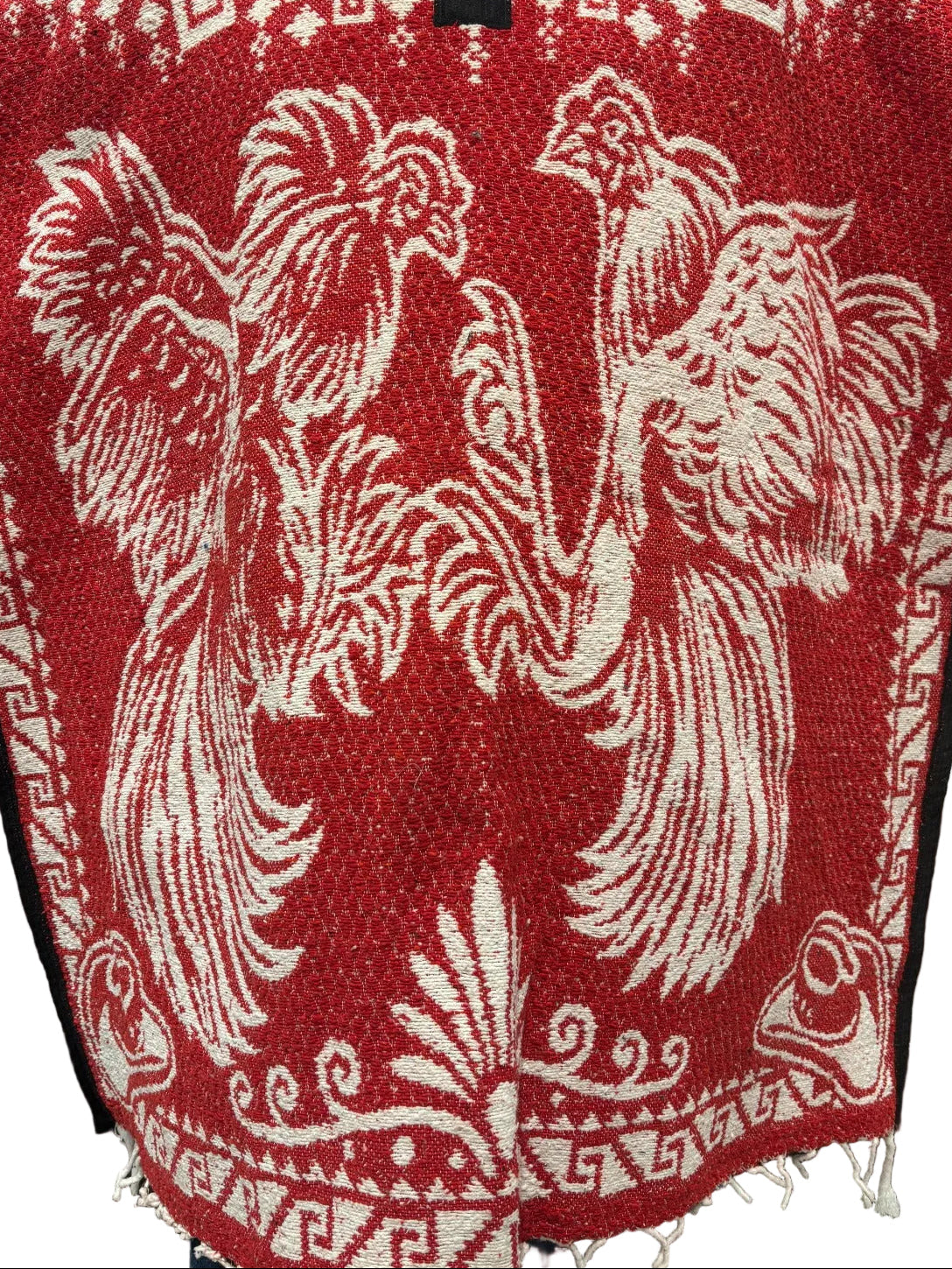 Traditional Hooded Poncho for Adults - Rooster design