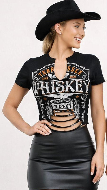 Women's Wild Rodeo Cut-Out Crop Tee