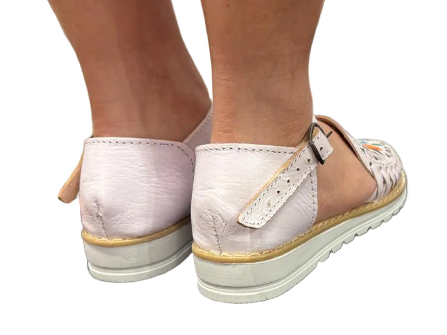 Women's Floral Leather Huarache Flats