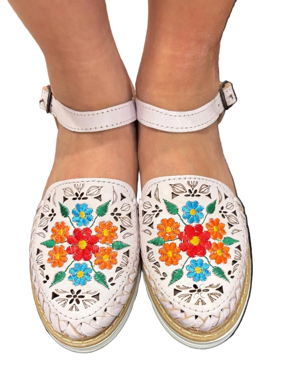 Women's Floral Leather Huarache Flats