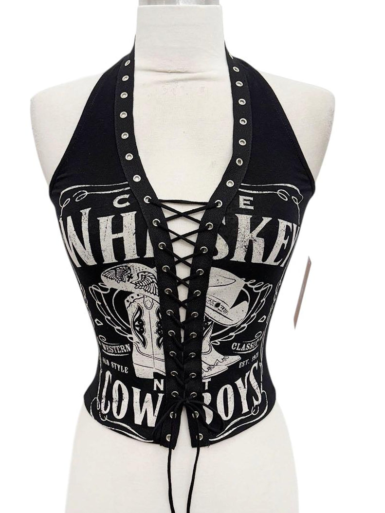 Women's Whisky Lace-Up Halter Top