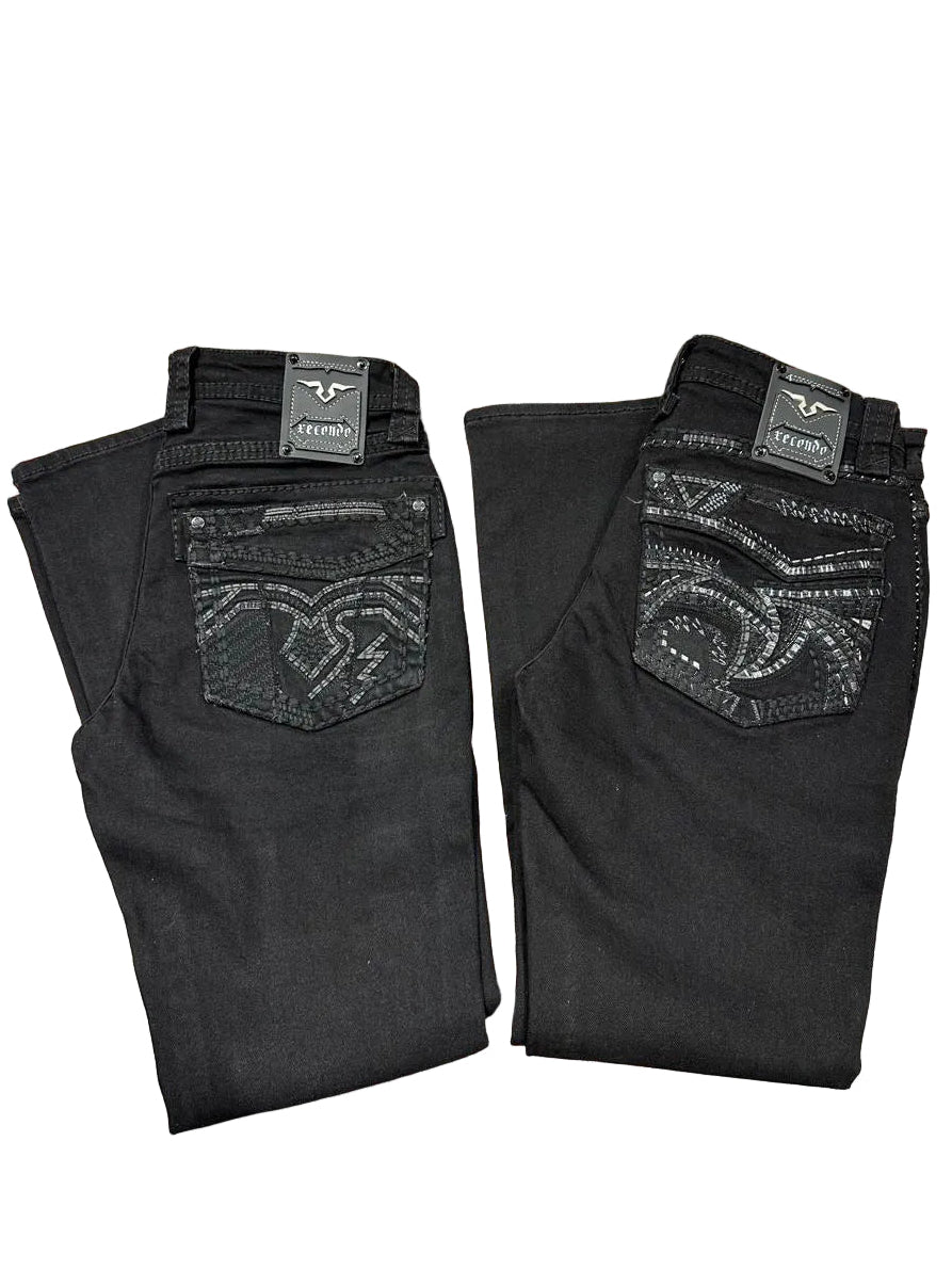 Xecondo for Men Black Embroidered Jeans