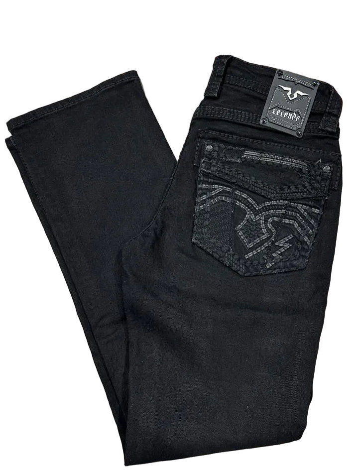 Xecondo for Men Black Embroidered Jeans
