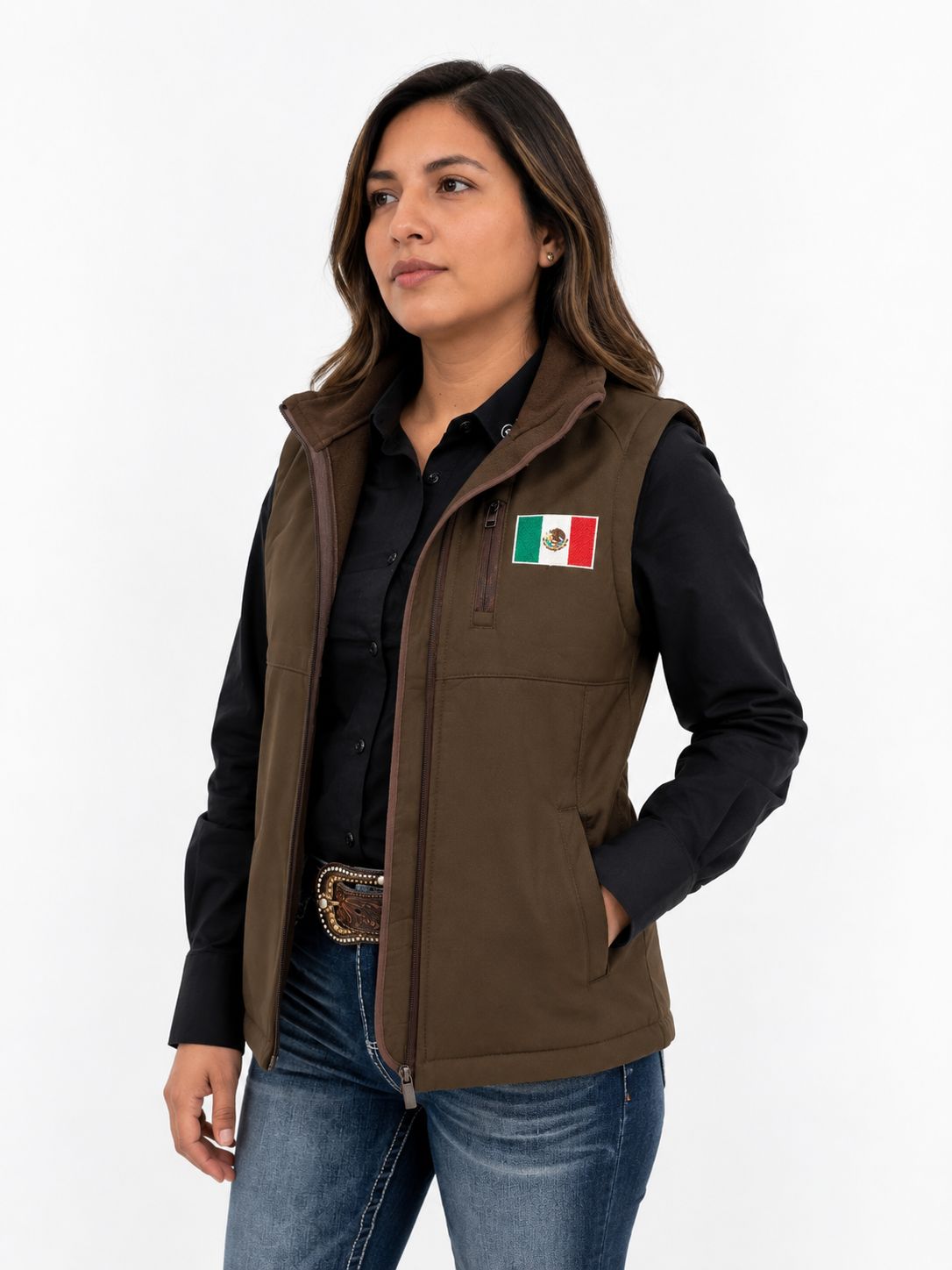 American West Women's Mexico Bonded Fleece Vest