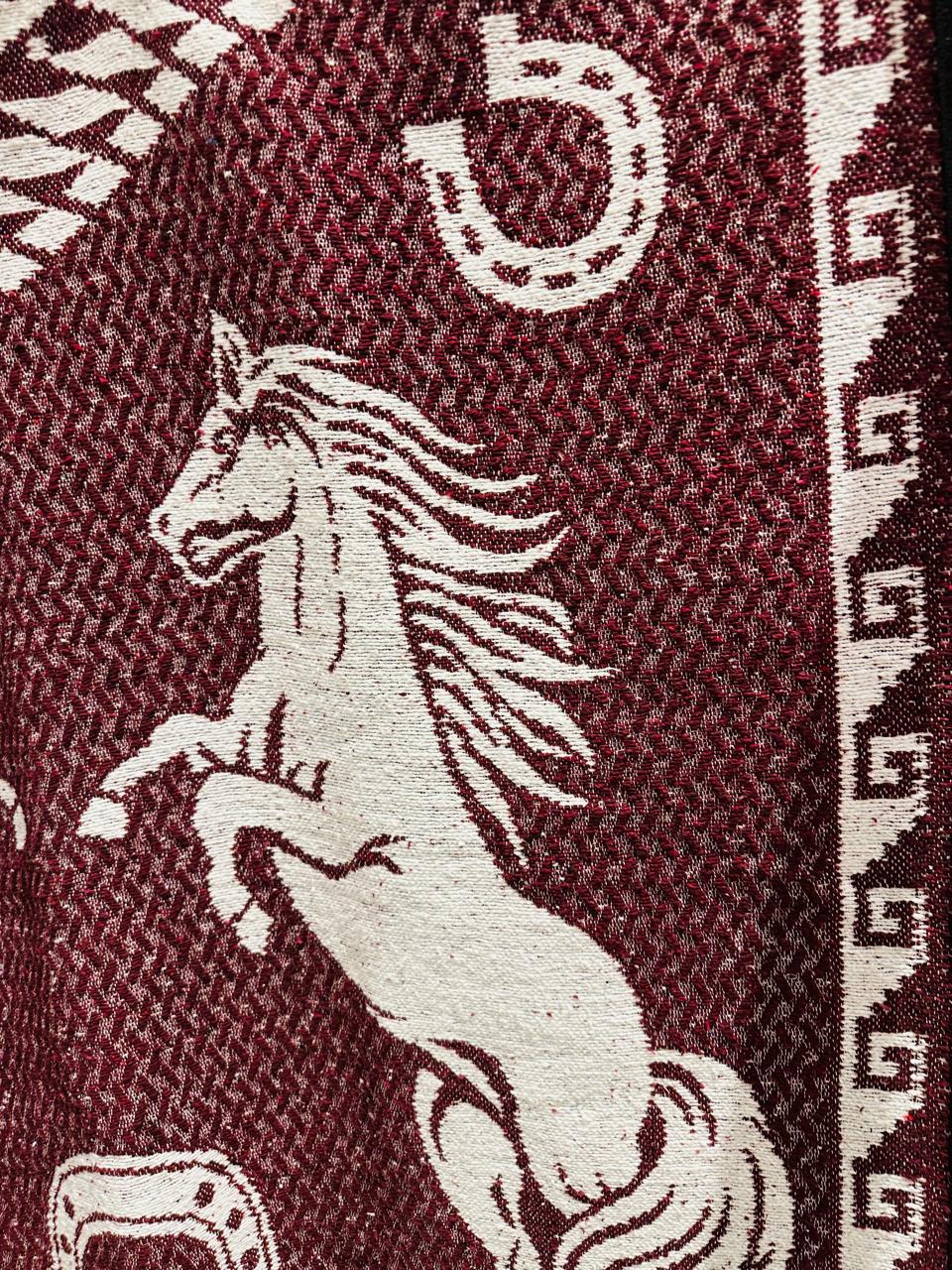 Traditional Hooded Poncho for Adults - Horses design