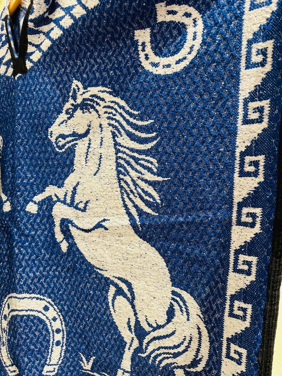 Traditional Hooded Poncho for Adults - Horses design
