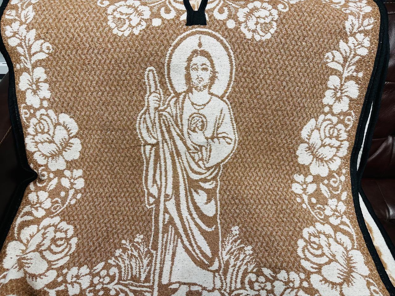 Traditional Hooded Poncho for Adults - San Judas design