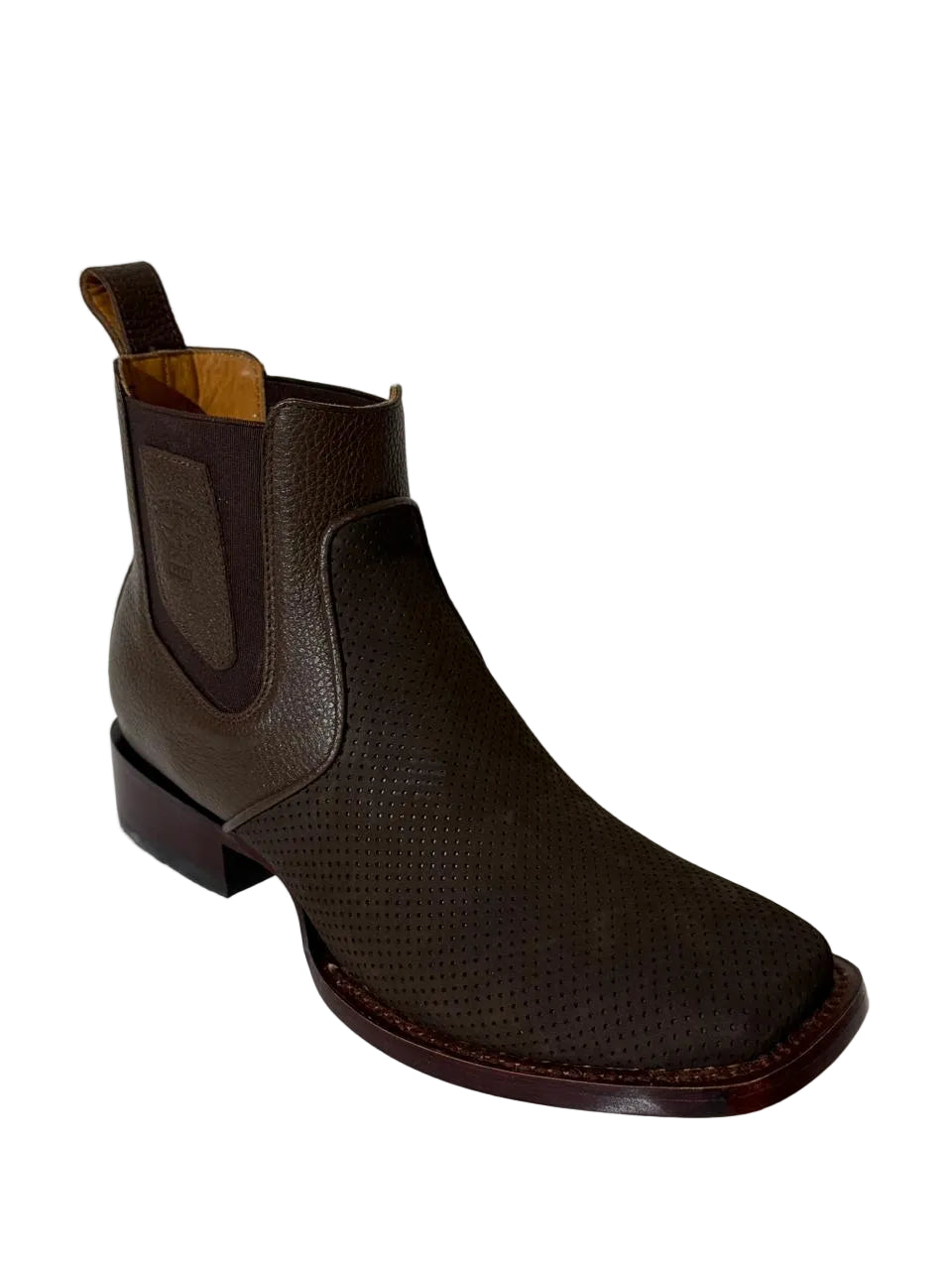 Nubuck Perforated Wide Square Toe Ankle Boot - Los Altos