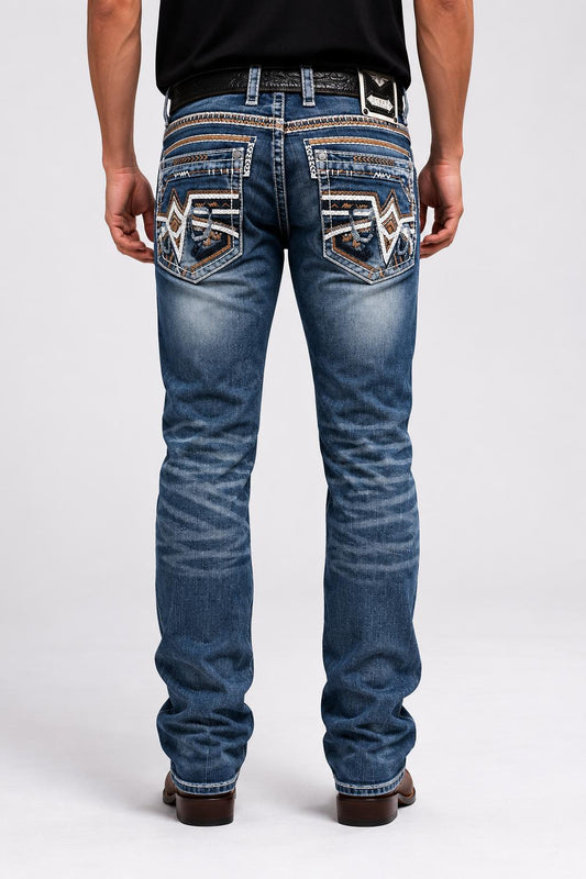 Xecondo for Men Blue Straight Jeans