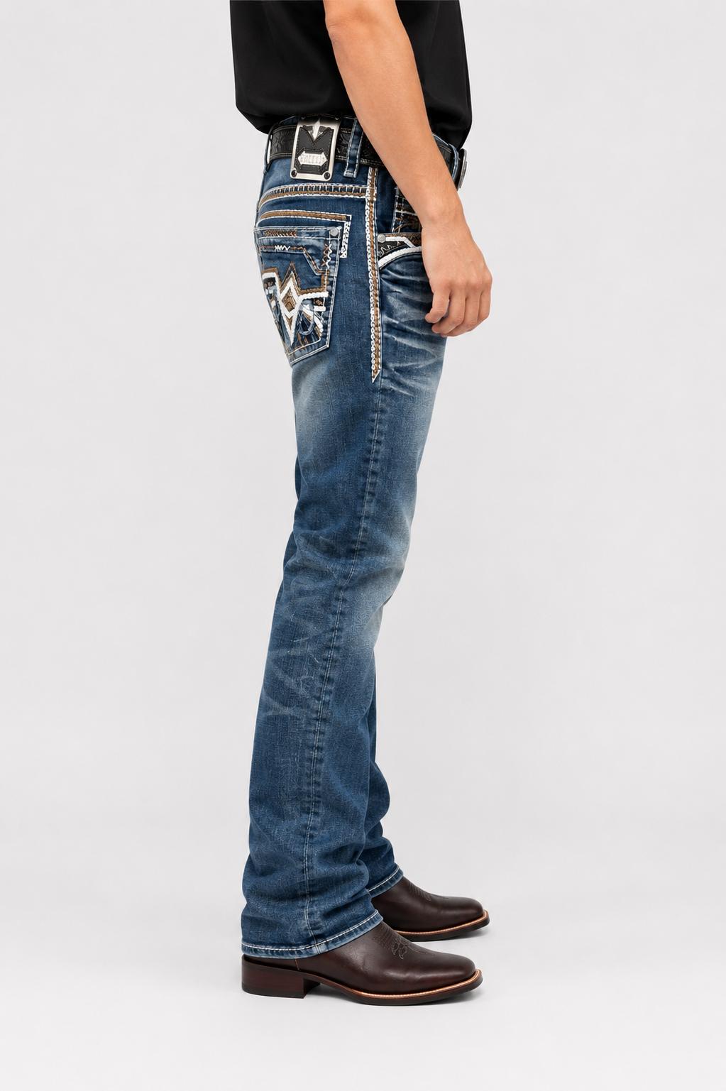 Xecondo for Men Blue Straight Jeans