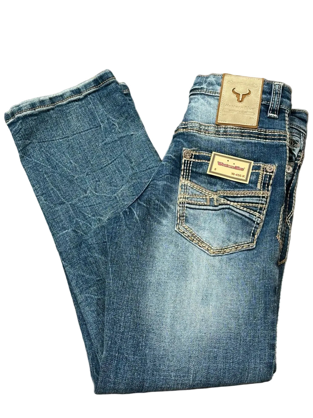 K Western Style Light Wash Jeans - Western Blue