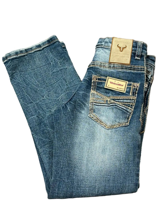 Boys Western Style Light Wash Denim Jeans