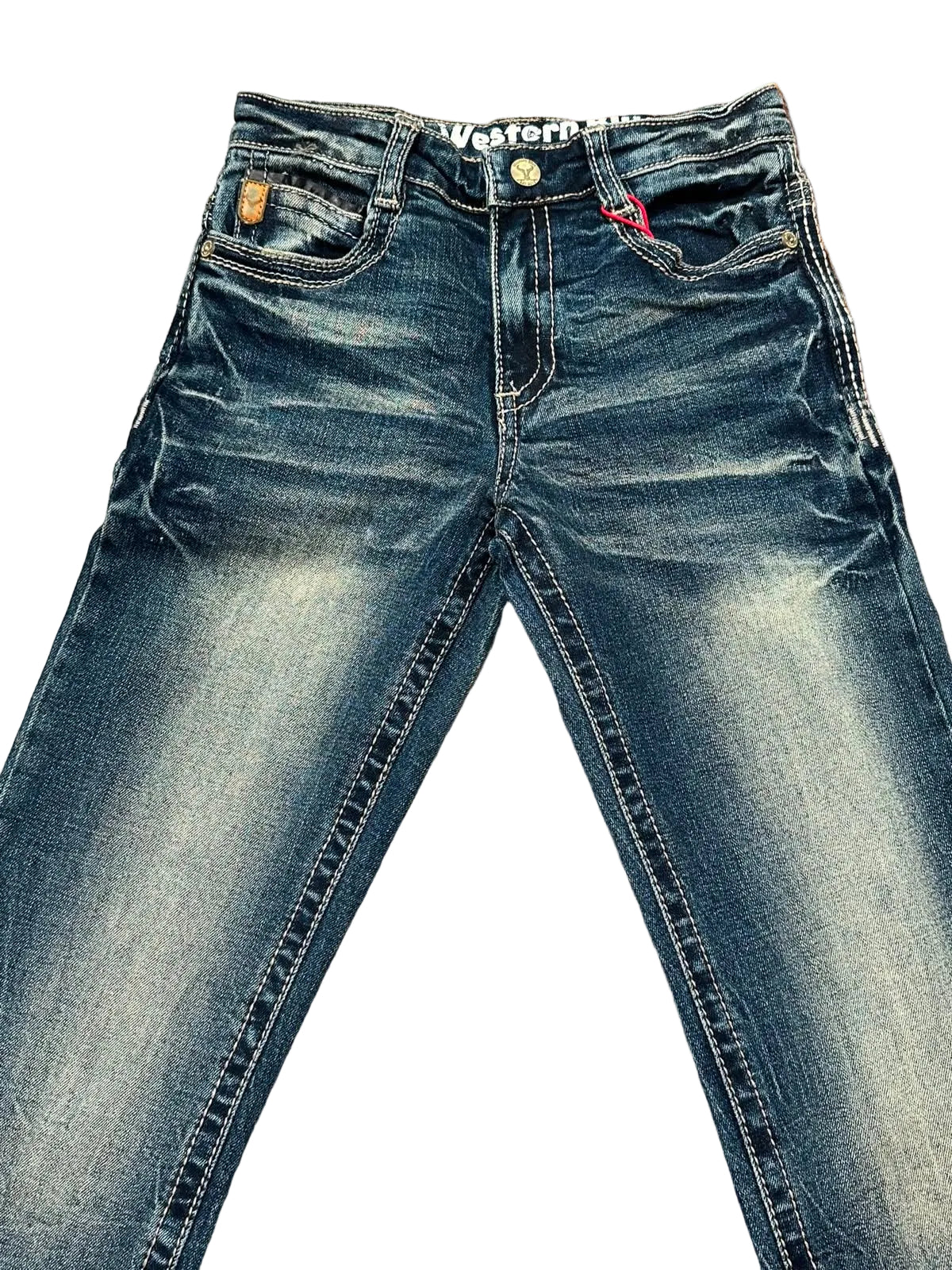 K Western Style Light Wash Jeans - Western Blue