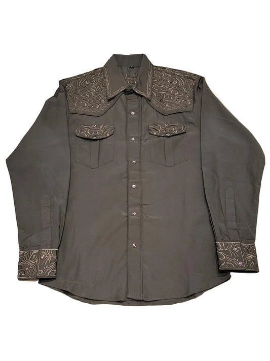 Men's Embroidered Snap Button Western Long Sleeve Shirt