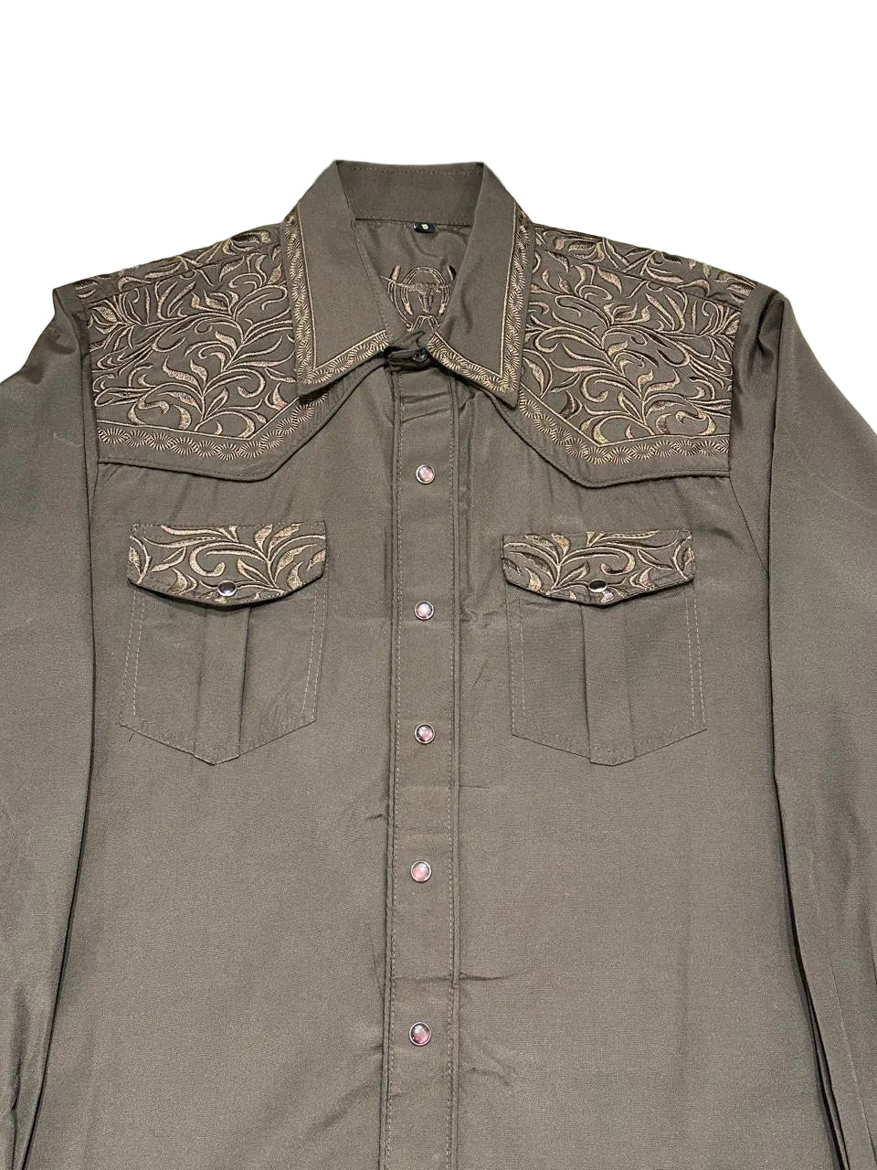 Men's Embroidered Snap Button Western Long Sleeve Shirt