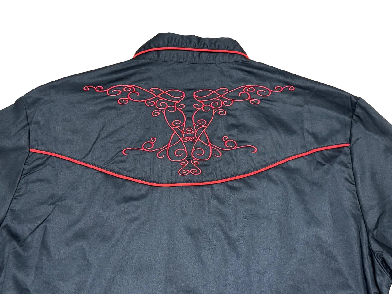 Embroidered Black Cowboy Long Sleeve Shirt - White Diamonds
